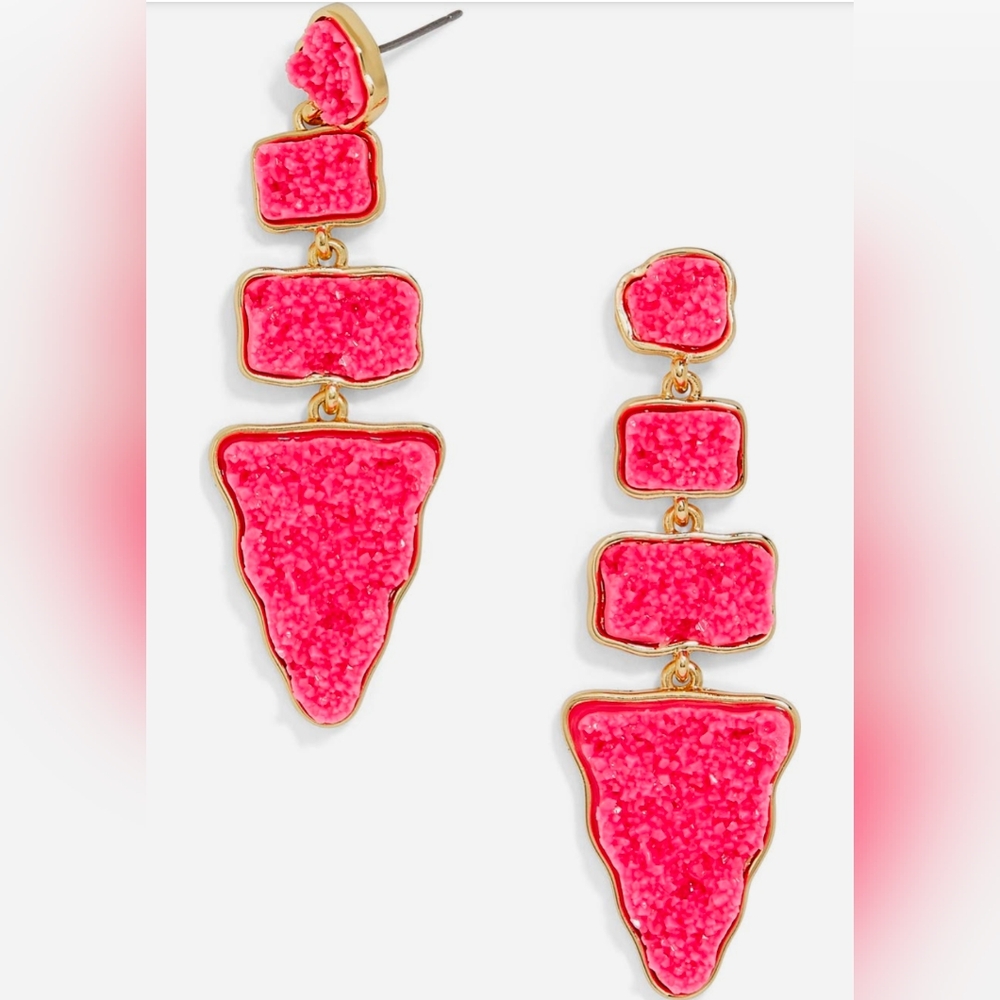 BaubleBar Pink Druzy Statement Earrings